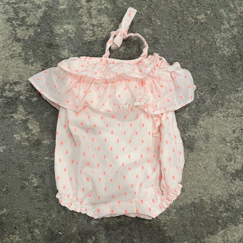 Janie and Jack Pink and Orange Polka Dot Baby Romper